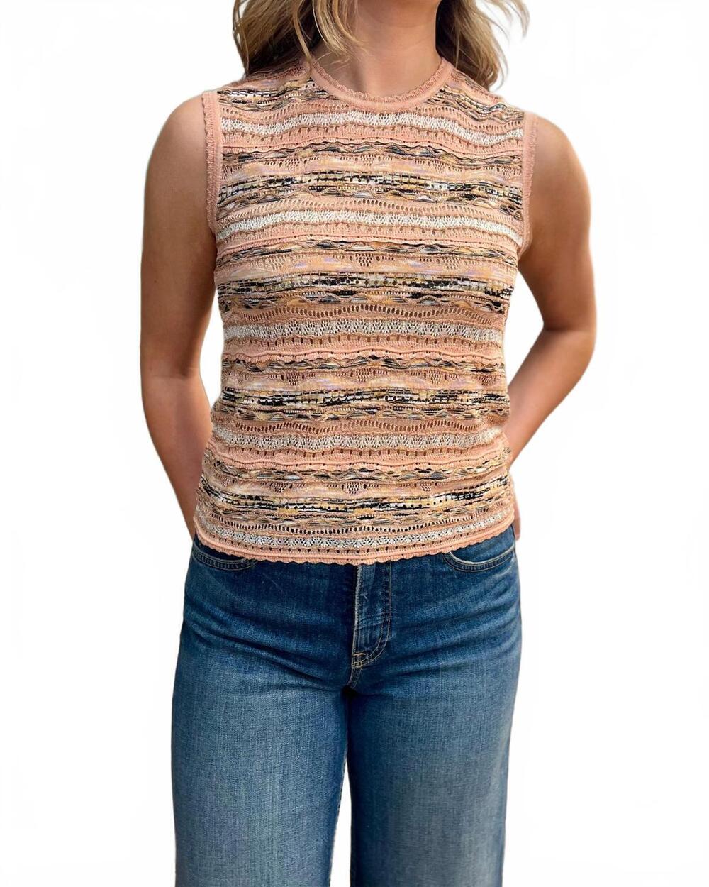 NEW ULLA JOHNSON alisa ss knit top in hibiscus